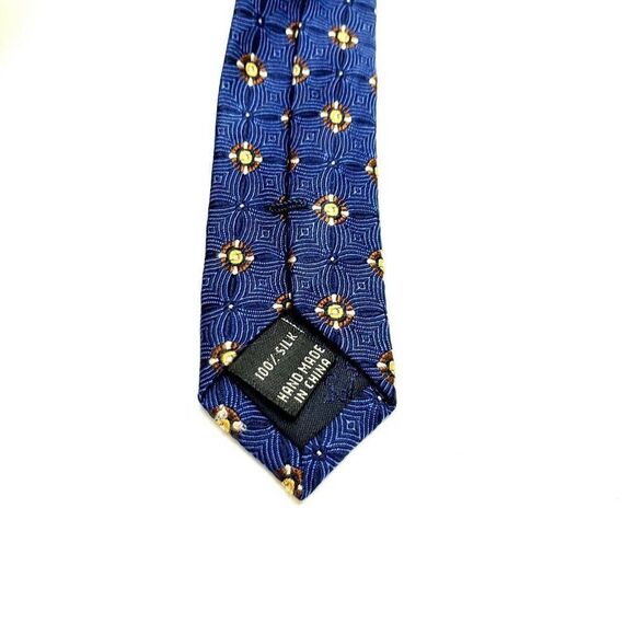 Jos A Bank Executive Silk Tie Woven Blue Geometric - Picture 4 of 6